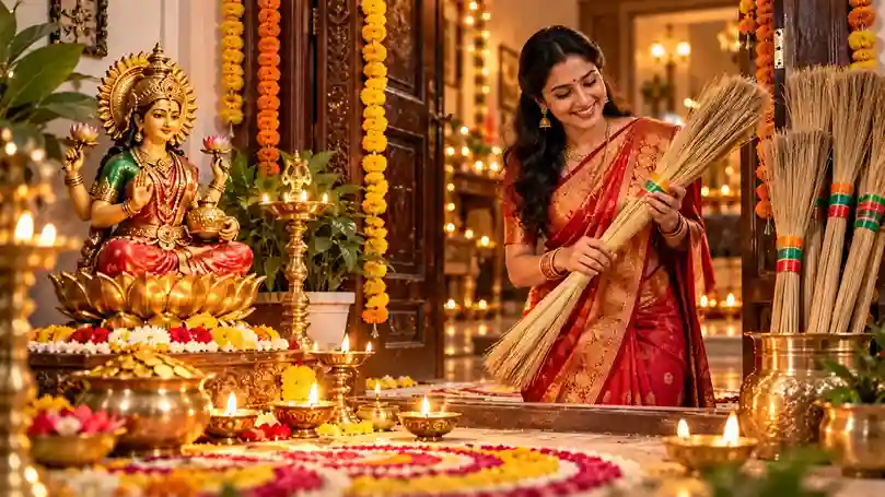 Dhanteras Broom Buying Significance ધનતેરસે સાવરણી ખરીદવાનું ધાર્મિક મહત્વ માતા લક્ષ્મીની કૃપા મેળવવા શા માટે ખરીદાય છે સાવરણી? જાણો વાસ્તુ નિયમો