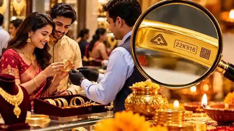 Dhanteras Gold Silver Buying Guide ધનતેરસે સોનાના નામે નકલી દાગીના તો નથી પધરાવાઈ રહ્યા ને? ૬ ડિજિટનો HUID કોડ કેવી રીતે ચકાસવો? ખરીદતાં પહેલાં જાણી લો આ ટિપ્સ!