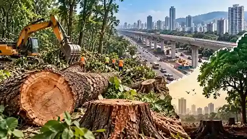 GMLR Tree Felling Mumbai વધતા પ્રદૂષણ વચ્ચે વધુ એક ગ્રીન ઝોન પર કુહાડી, ગોરેગાંવમુલુંડ લિંક રોડ માટે ૧,૫૦૦થી વધુ વૃક્ષો કપાશે