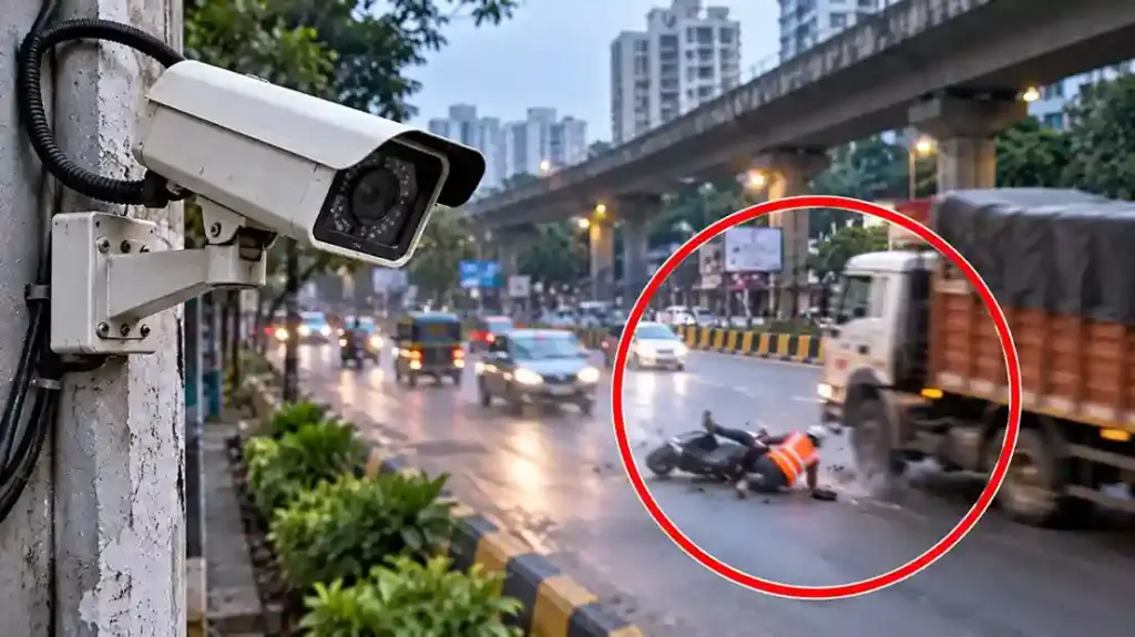 Ghatkopar BMC Worker Fatal Crash ઘાટકોપરમાં બીએમસી કર્મચારીનું ગંભીર માર્ગ અકસ્માતમાં કરૂણ મોત પોતે લગાવેલા સીસીટીવી કેમેરામાં કેદ થઈ સમગ્ર દુર્ઘટના