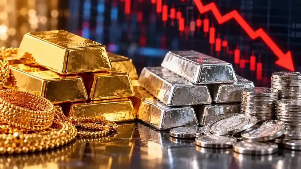 Gold Silver Price Decline  વૈશ્વિક નરમાઈથી સોનાચાંદીમાં મોટો કડાકો ચાંદી ૧૦ મહિનાના તળિયે ૨ લાખની નીચે સરકી, સોનું પણ સસ્તું થયું