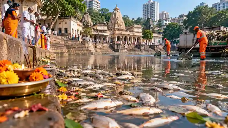 Hundreds Of Fish Die In Banganga Tank પિતૃપક્ષ દરમિયાન બાણગંગા તળાવમાં સેંકડો માછલીઓના મોત પાલિકાની તાકીદની બેઠક…