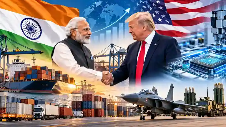 India US Trade   ડ્રેગનનું ટેક વર્ચસ્વ તોડવા ભારતઅમેરિકાનો માસ્ટરપ્લાન! ૩ વર્ષમાં ૫૦૦ અબજ ડૉલરનો વેપાર જાણો સેમિકન્ડક્ટર અને ડિફેન્સ ડીલથી ભારતને શું મળશે?