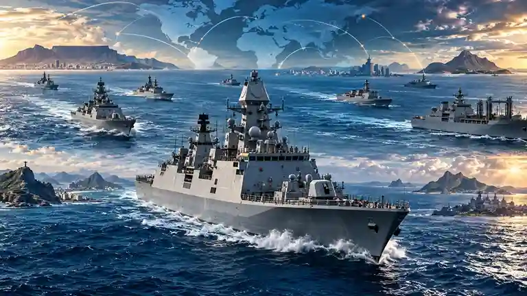 Indian Navy Global Presence સમુદ્રમાં શક્તિ પ્રદર્શન! ૩ ખંડોના મહાસાગરોમાં એકસાથે ગર્જ્યા યુદ્ધજહાજો સુપરપાવર્સ પણ ભારતની તાકાત જોઈ દંગ