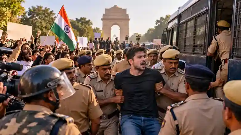 Jantar Mantar CJP Protest જંતરમંતર પર પોલીસ અને પ્રદર્શનકારીઓ વચ્ચે જોરદાર ઘર્ષણ! ધ્રુવ રાઠીની અટકાયત થતાં જ માહોલ ગરમાયો, મુંબઈથી પણ લોકો રવાના