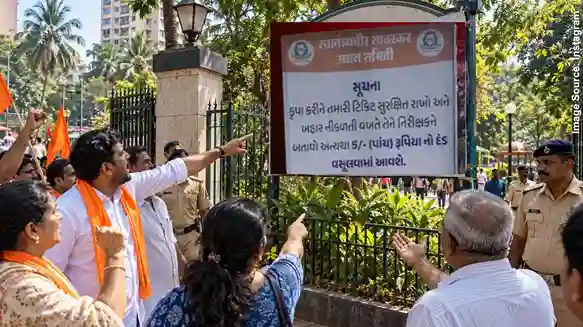 MNS Protests Gujarati Banner In Borivali  બોરીવલીના ગાર્ડનમાં ગુજરાતી બેનર જોઈ મનસે આક્રમક, "ફક્ત મરાઠી જ ચાલશે" કહી મોરચો માંડ્યો