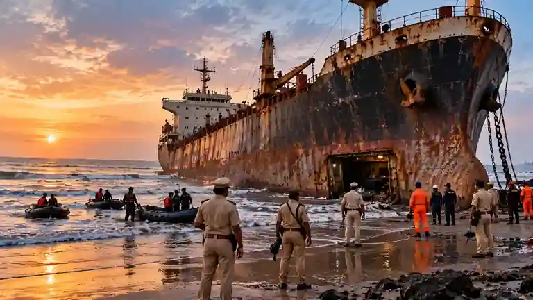 Manori Beach Abandoned Ship Bodies મનોરી કિનારે ફસાયેલા જહાજમાં સ્ક્રેપ ચોરી કરવા ગયા ને જીવ ગુમાવ્યો, ૪ લોકોના મોત