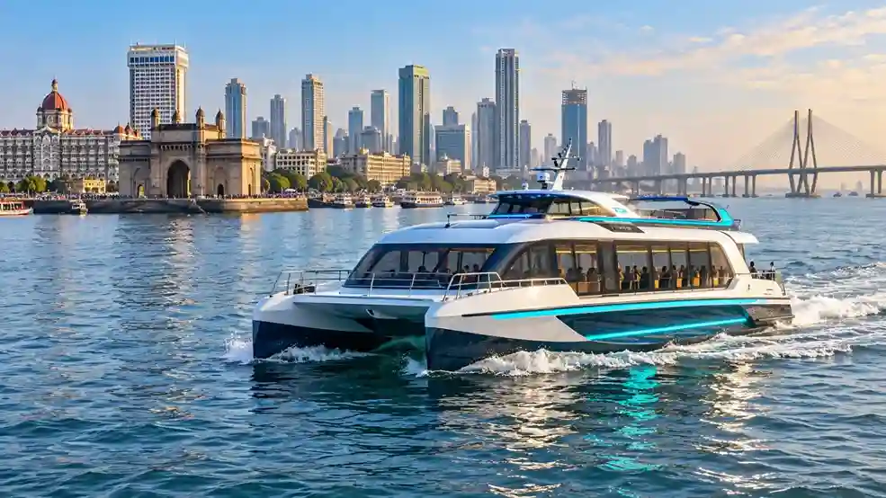 Mumbai Electric Water Taxi કલાકોના ટ્રાફિક જામની ઝંઝટ હંમેશા માટે ખતમ! મુંબઈમાં દોડી પહેલી ઈલેક્ટ્રિક વોટર ટેક્સી જાણો કેટલું હશે ભાડું અને ટાઇમિંગ!