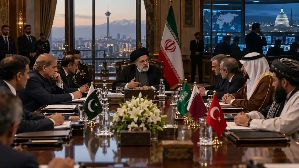 Muslim Nations Secret Meet In Iran   અમેરિકા હુમલો કરશે કે ડીલ થશે? ટ્રમ્પની લશ્કરી ધમકીઓ વચ્ચે ૩ મુસ્લિમ દેશો તેહરાન કેમ દોડ્યા? જુઓ બંધ બારણે થયેલી બેઠકનો ઈનસાઈડ રિપોર્ટ
