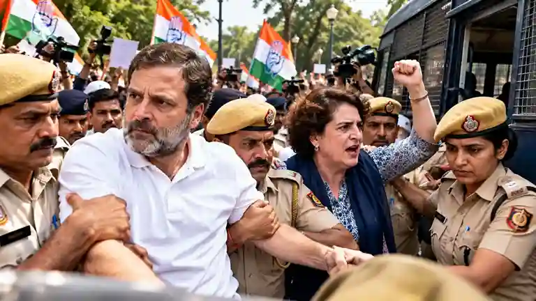 Rahul Priyanka Detained જંતરમંતર પર રાજકીય ઘમાસાણ કૂચ દરમિયાન આજે ફરી રાહુલ અને પ્રિયંકા ગાંધી દિલ્હી પોલીસની કસ્ટડીમાં