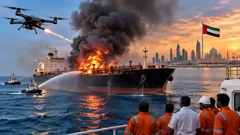 Sharjah Oil Tanker Drone Attack અરબ સાગરમાં ફરી મોટો હુમલો! શારજાહ નજીક ઓઇલ ટેન્કર પર ડ્રોન ત્રાટક્યું ૨૨ ભારતીય નાવિકોનો આબાદ બચાવ