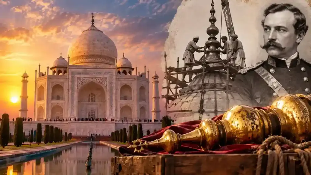 Taj Mahal 466 Kg Gold Finial Mystery તાજમહેલ અને ૪૬૬ કિલો સોનાનું રહસ્ય બ્રિટિશ ઓફિસર જોસેફ ટેલરે સોનાનો કળશ બદલી નાખ્યો હોવાનો આરોપ, રાઝ કબર સાથે જ દફન