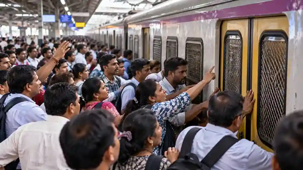 Thane Station Local Train Commotion  થાણે રેલવે સ્ટેશને મુસાફરોનો હોબાળો, કલ્યાણ લોકલ ટ્રેનના દરવાજા અંદરથી બંધ રાખતાં ભારે આક્રોશ