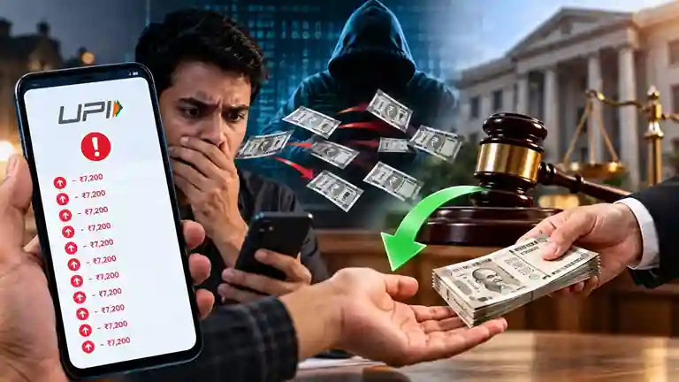 Unauthorized UPI Fraud Refund Order મોબાઇલ પર એક પછી એક ૧૧ મેસેજ આવ્યા ને ₹૭૨,૦૦૦ ગાયબ! બેંકે હાથ ઊંચા કર્યા તો કોર્ટે પાઠ ભણાવ્યો વ્યાજ સાથે પૈસા પાછા મળશે!